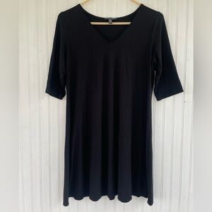 Eileen Fisher Black V-neck Long sleeve Tunic Dress Size Medium